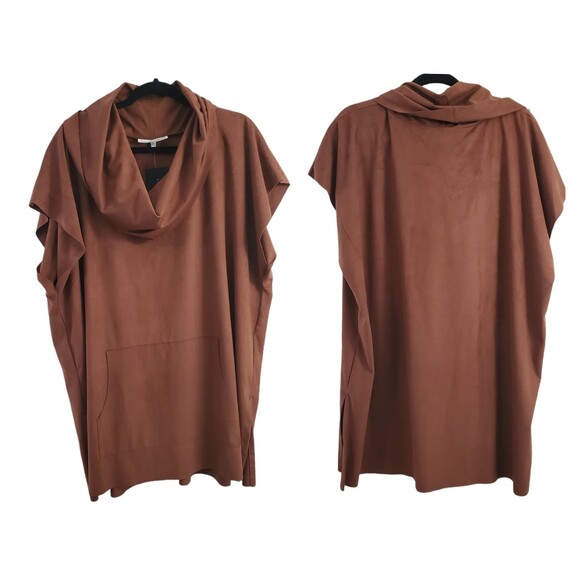 Bryn Walker XXL Set Sequoia Faux Suede Ella Pants Poncho Rust Lagenlook - Picture 3 of 12